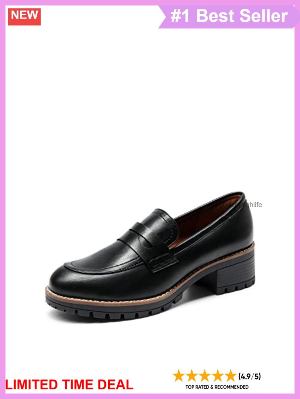 Penny Chunky Loafers Platform Slip-On Work Shoes Faux Leather